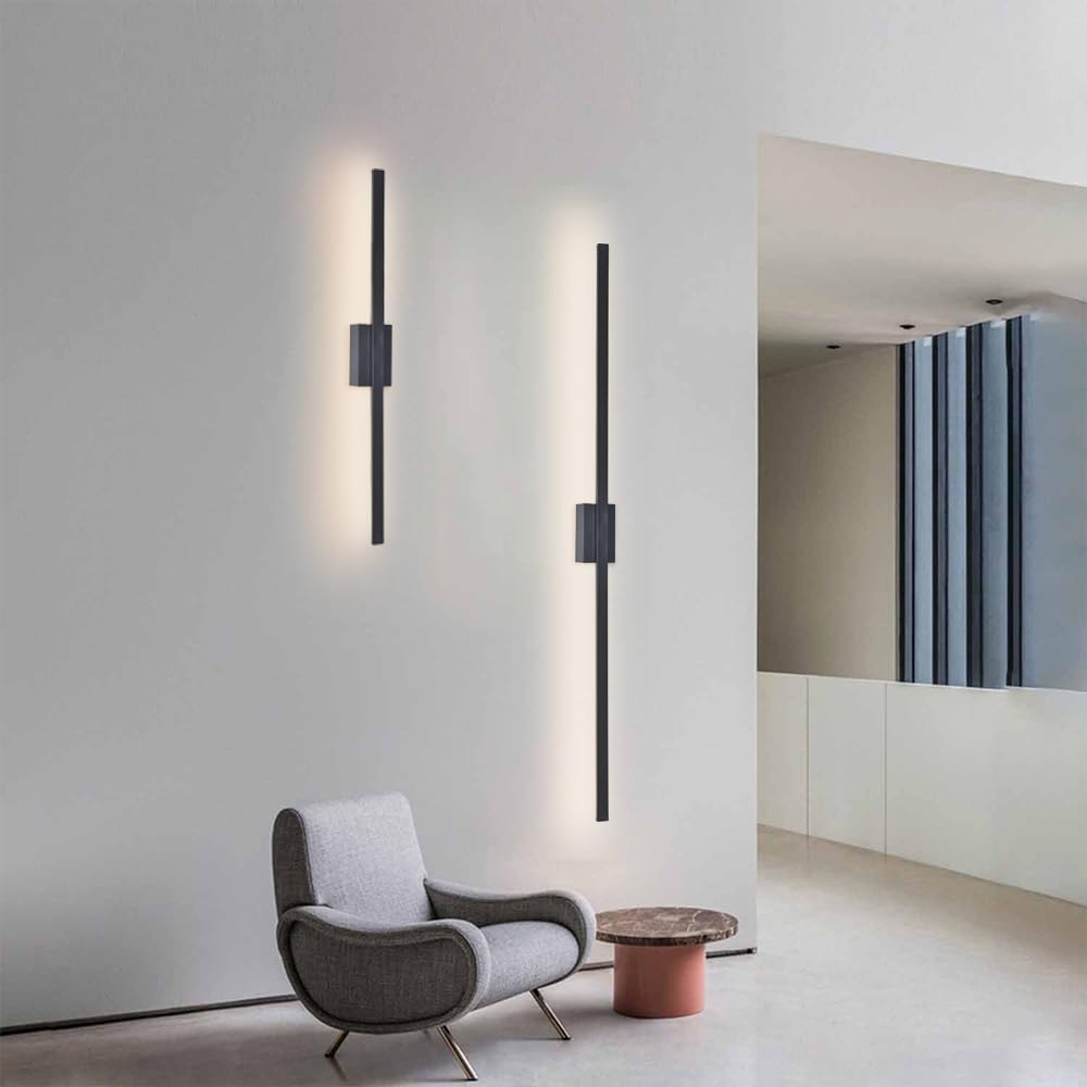 Lumetza | Industrial Minimalist Long LED Iron Wall Lights for Contemporary Living Room Décor and Stylish Illumination