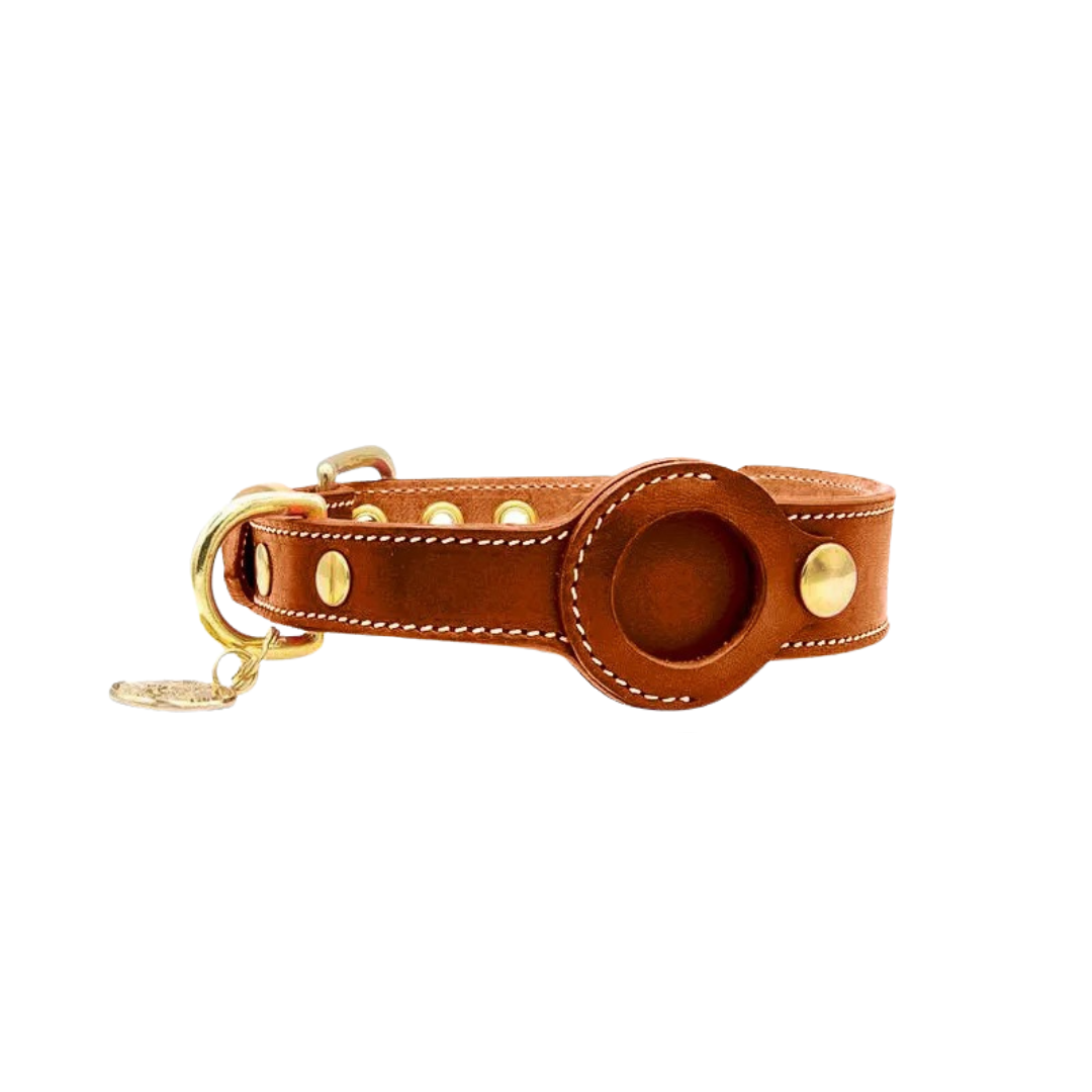 Leather Dog Collar with Real-Time Apple AirTag Tracker | Durable, Comfortable Fit for All Breeds