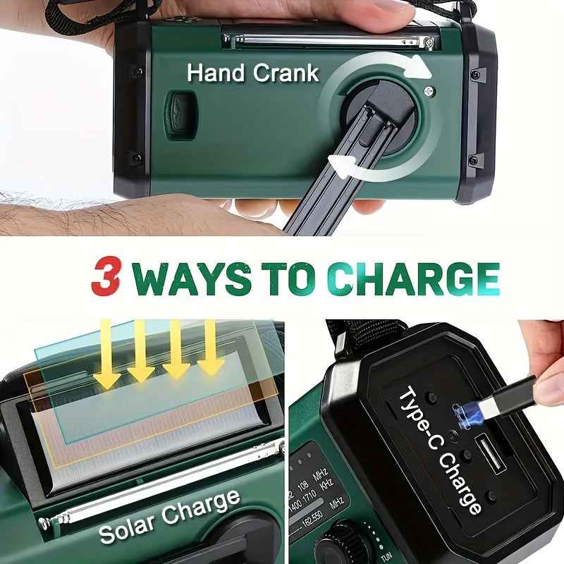LifeLink Emergency Radio | Solar Panel and Hand Crank Powered, with NOAA Access, Integrated Flashlight, and USB Charger for a Compact Survival Device.