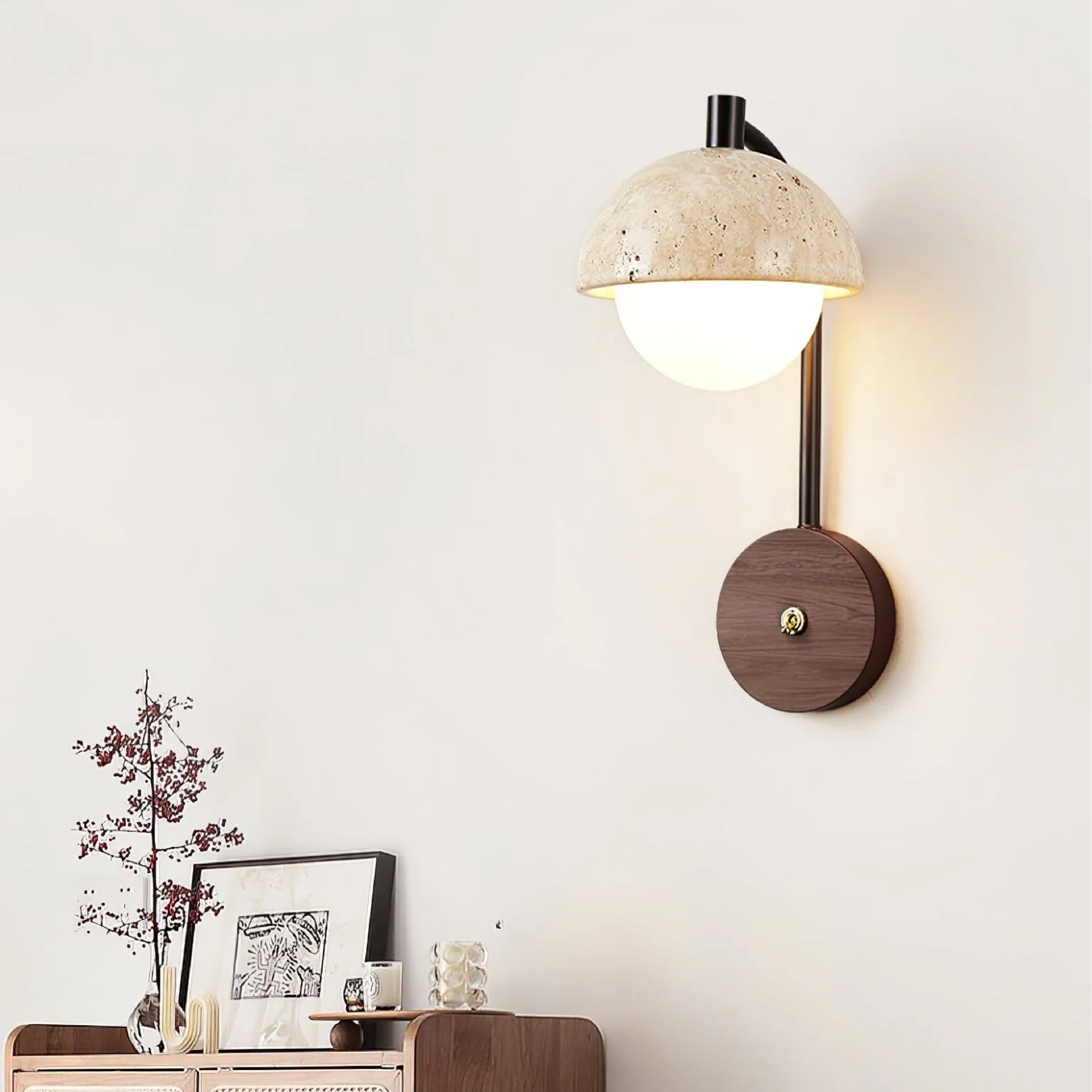 Lumeviax | Sculptural Arco Stone Wall Lamp for Vintage Charm