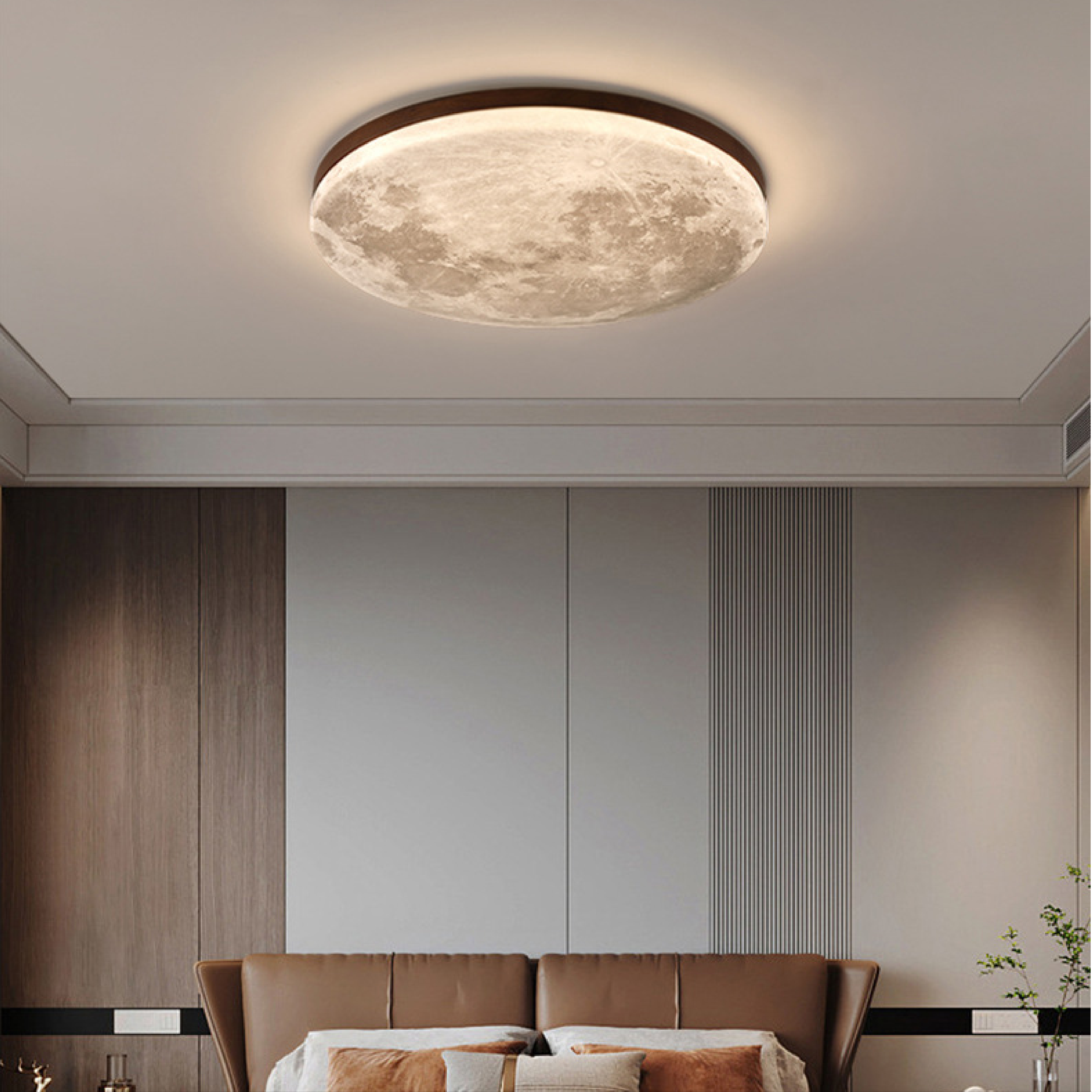 LumiGlow | Modern Luminous Moon Ceiling Light for Cozy Interiors