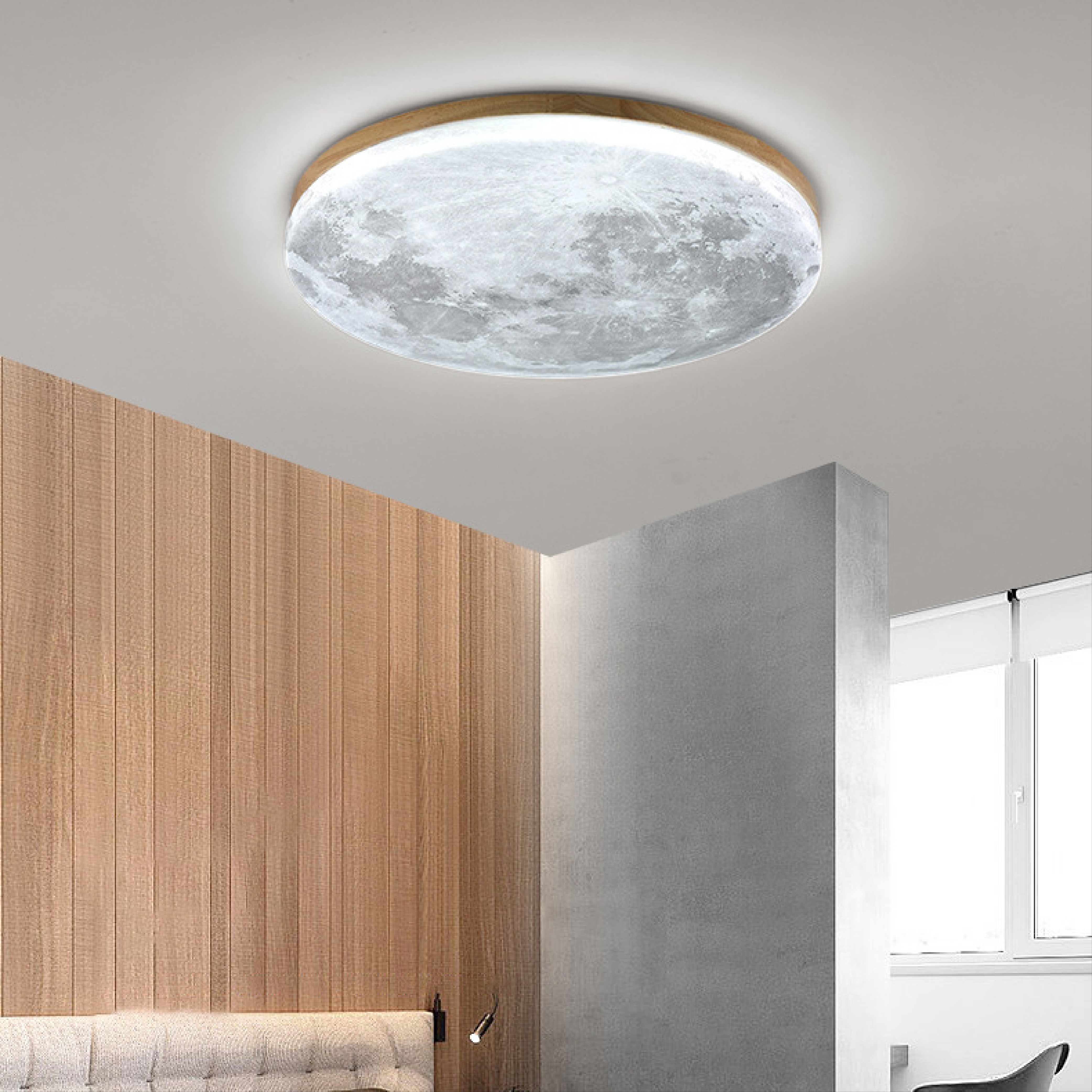 LumiGlow | Modern Luminous Moon Ceiling Light for Cozy Interiors