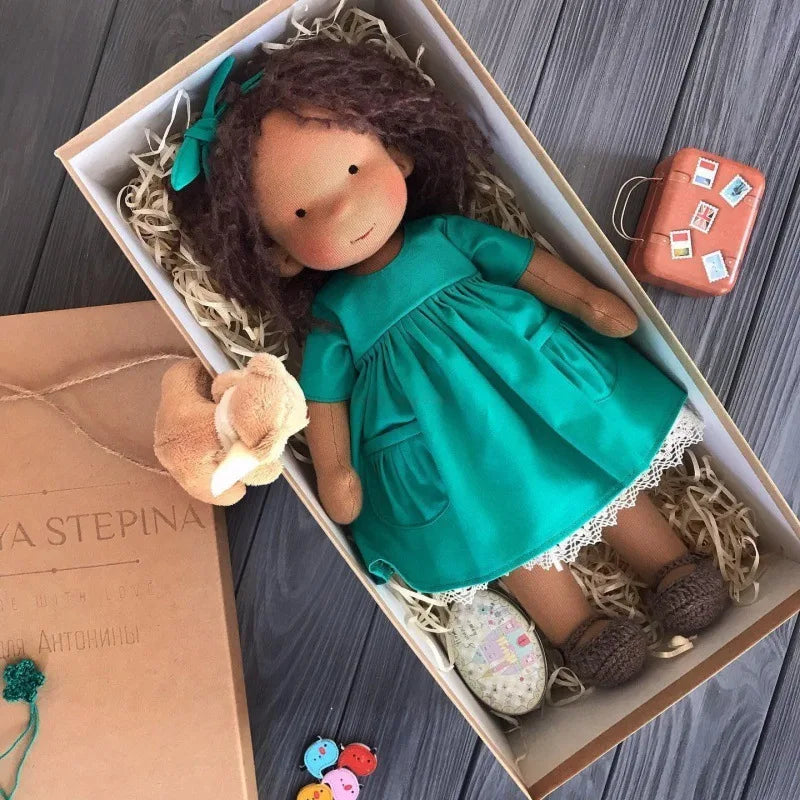 Luna | Waldorf Handmade Plush Doll – Soft Cotton Toy with Fabric Box — Cute & Cozy — For Children’s Birthday & Daily Imaginative Play