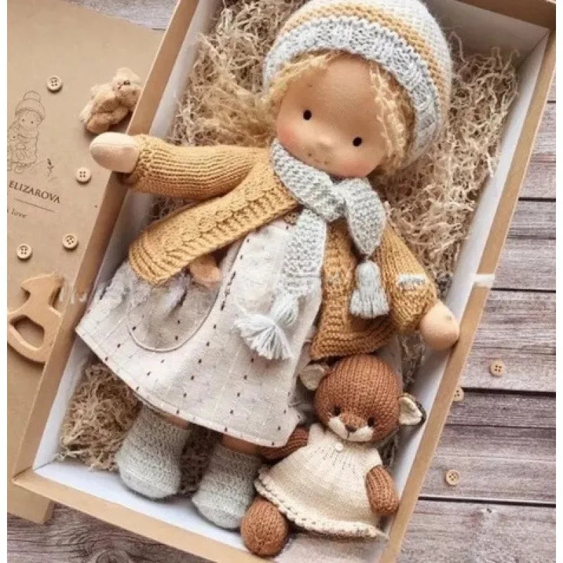 Luna | Waldorf Handmade Plush Doll – Soft Cotton Toy with Fabric Box — Cute & Cozy — For Children’s Birthday & Daily Imaginative Play