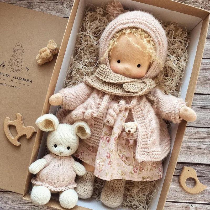 Luna | Waldorf Handmade Plush Doll – Soft Cotton Toy with Fabric Box — Cute & Cozy — For Children’s Birthday & Daily Imaginative Play