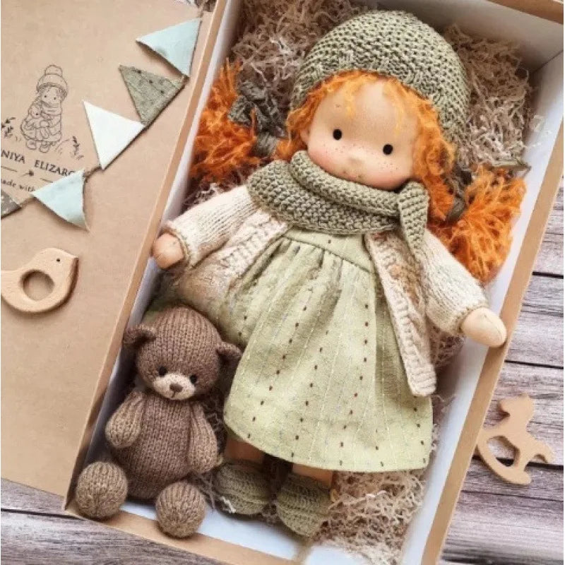 Luna | Waldorf Handmade Plush Doll – Soft Cotton Toy with Fabric Box — Cute & Cozy — For Children’s Birthday & Daily Imaginative Play