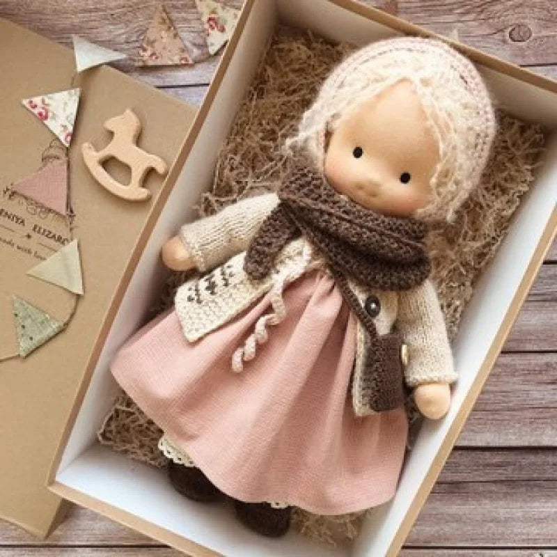 Luna | Waldorf Handmade Plush Doll – Soft Cotton Toy with Fabric Box — Cute & Cozy — For Children’s Birthday & Daily Imaginative Play