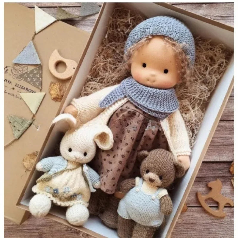 Luna | Waldorf Handmade Plush Doll – Soft Cotton Toy with Fabric Box — Cute & Cozy — For Children’s Birthday & Daily Imaginative Play