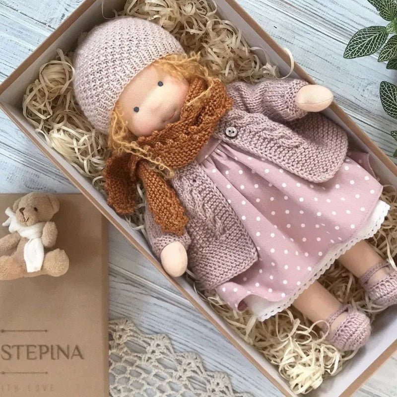 Luna | Waldorf Handmade Plush Doll – Soft Cotton Toy with Fabric Box — Cute & Cozy — For Children’s Birthday & Daily Imaginative Play