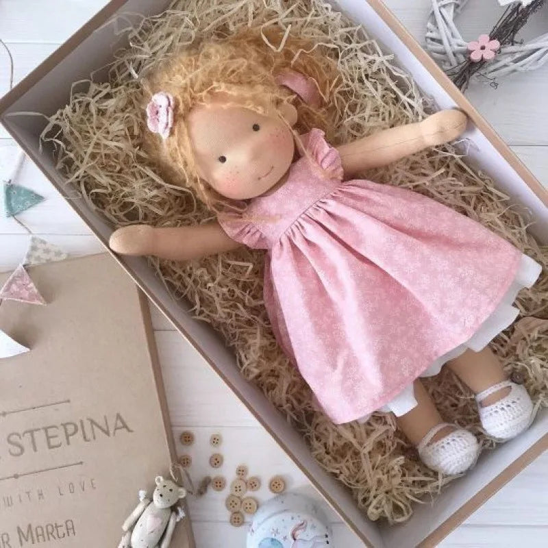 Luna | Waldorf Handmade Plush Doll – Soft Cotton Toy with Fabric Box — Cute & Cozy — For Children’s Birthday & Daily Imaginative Play