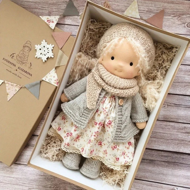 Luna | Waldorf Handmade Plush Doll – Soft Cotton Toy with Fabric Box — Cute & Cozy — For Children’s Birthday & Daily Imaginative Play