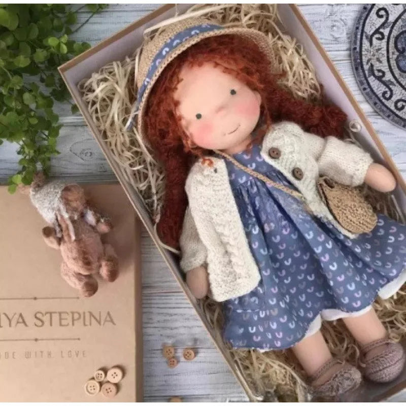 Luna | Waldorf Handmade Plush Doll – Soft Cotton Toy with Fabric Box — Cute & Cozy — For Children’s Birthday & Daily Imaginative Play