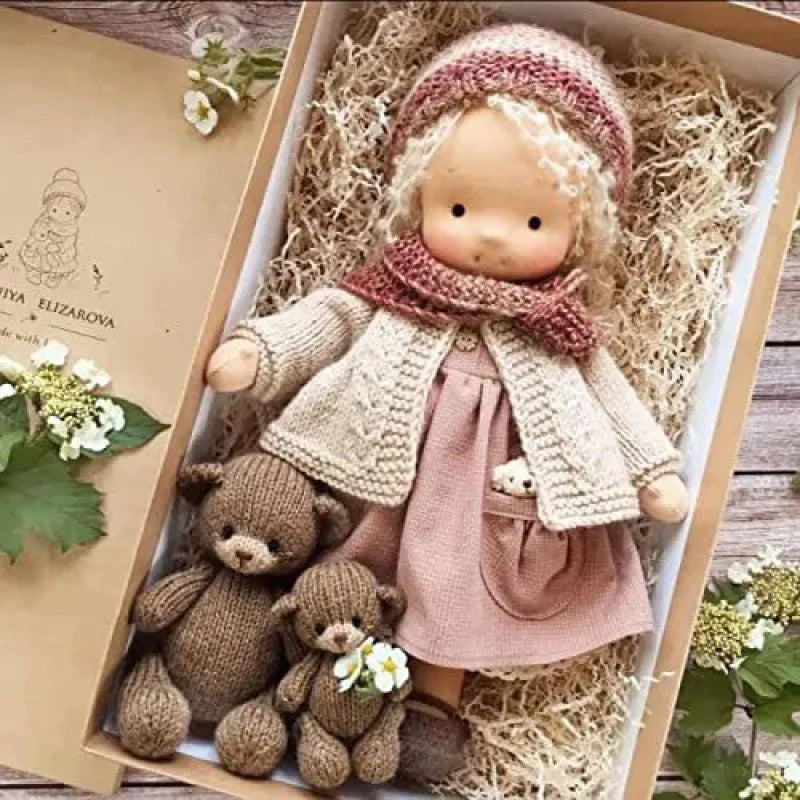 Luna | Waldorf Handmade Plush Doll – Soft Cotton Toy with Fabric Box — Cute & Cozy — For Children’s Birthday & Daily Imaginative Play