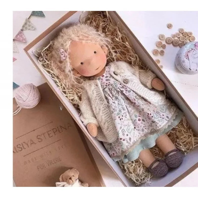 Luna | Waldorf Handmade Plush Doll – Soft Cotton Toy with Fabric Box — Cute & Cozy — For Children’s Birthday & Daily Imaginative Play