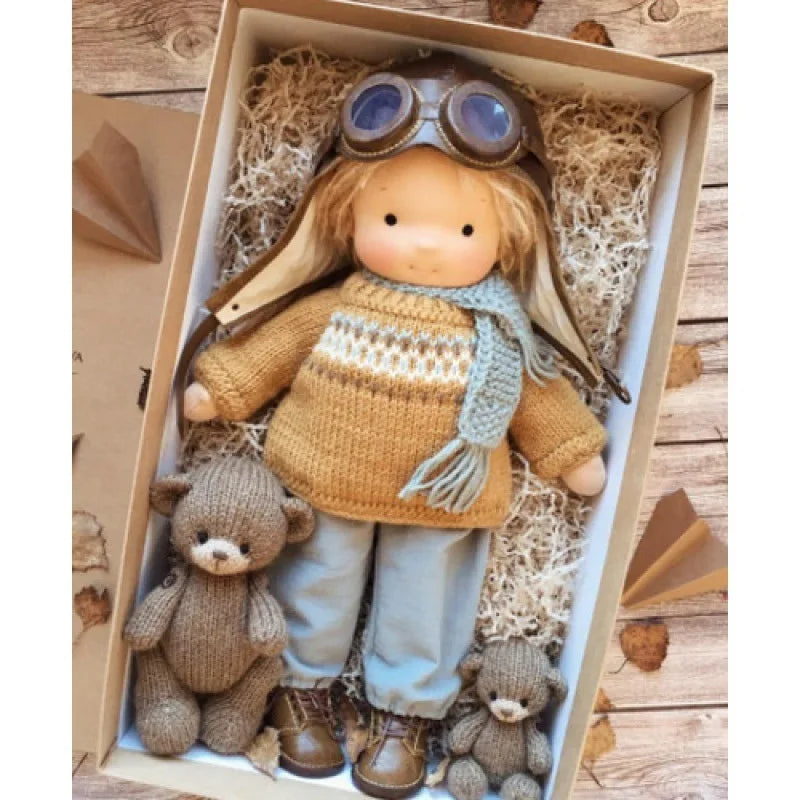 Luna | Waldorf Handmade Plush Doll – Soft Cotton Toy with Fabric Box — Cute & Cozy — For Children’s Birthday & Daily Imaginative Play