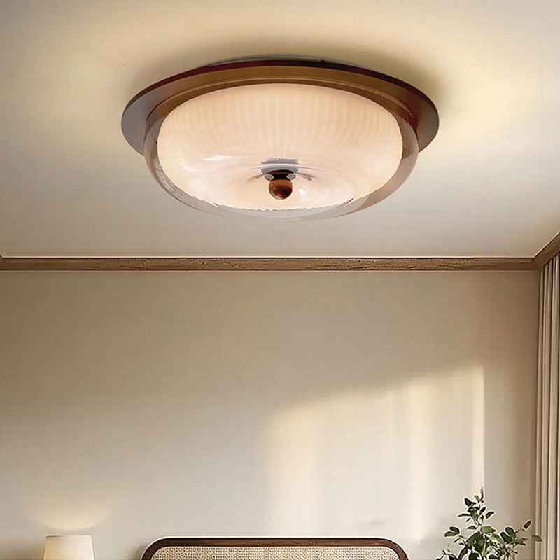 Luxina | Elegant Glass and Wood Ceiling Lamp with Minimalist Design