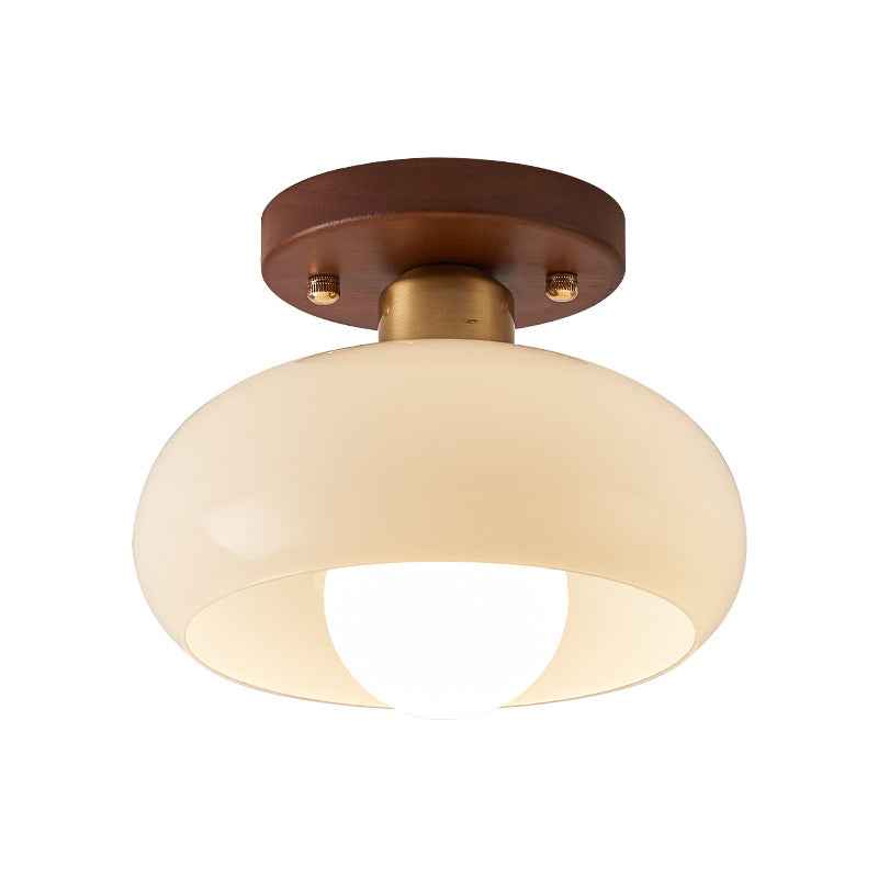 Lystra | Elegant Cream Ceiling Lamp with Wooden Accents