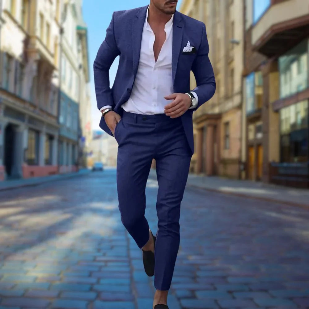 Aeron | Elegant Men's Linen Slim Fit Suit for Weddings & Formal Events