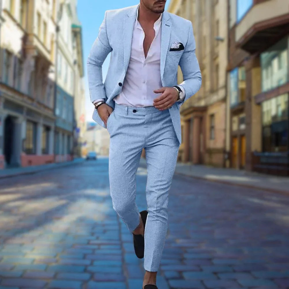 Aeron | Elegant Men's Linen Slim Fit Suit for Weddings & Formal Events