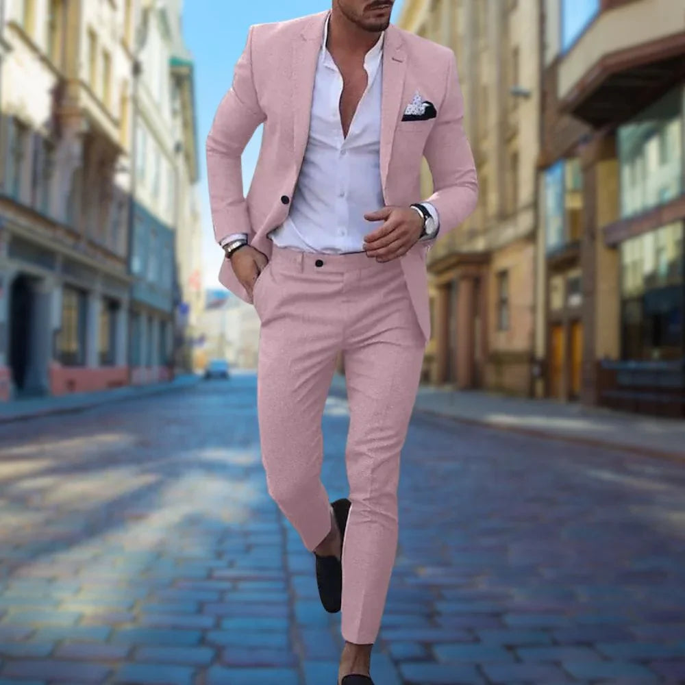Aeron | Elegant Men's Linen Slim Fit Suit for Weddings & Formal Events