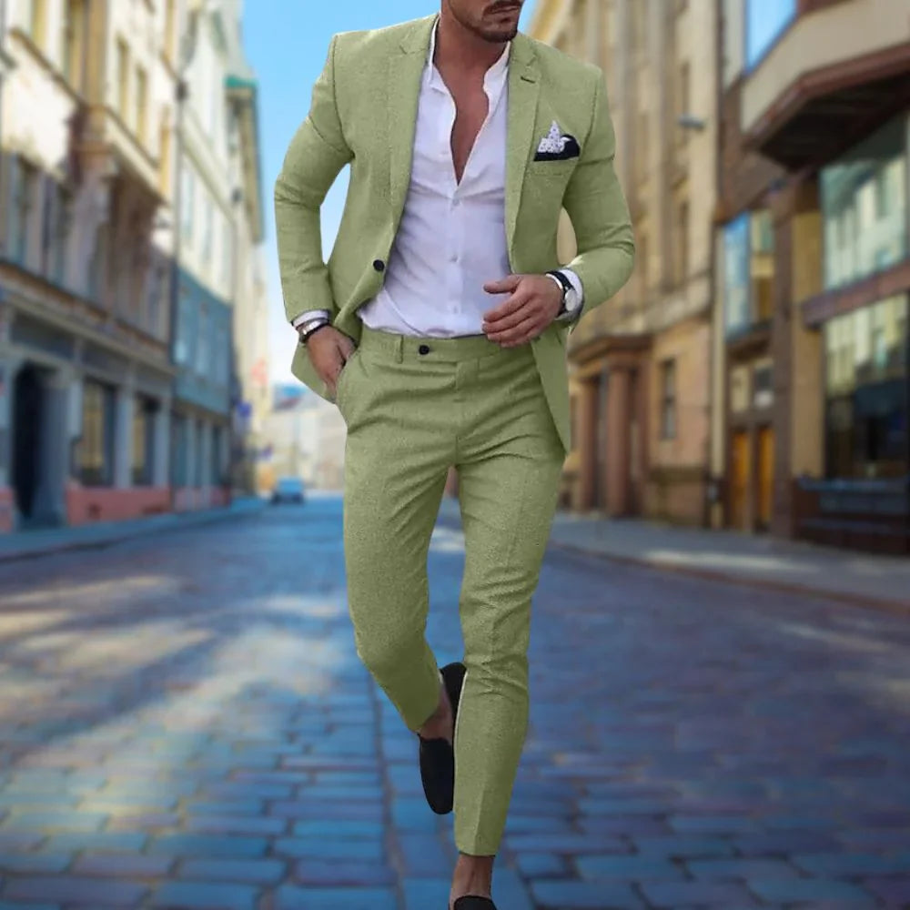 Aeron | Elegant Men's Linen Slim Fit Suit for Weddings & Formal Events