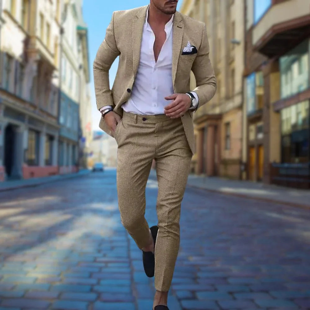 Aeron | Elegant Men's Linen Slim Fit Suit for Weddings & Formal Events