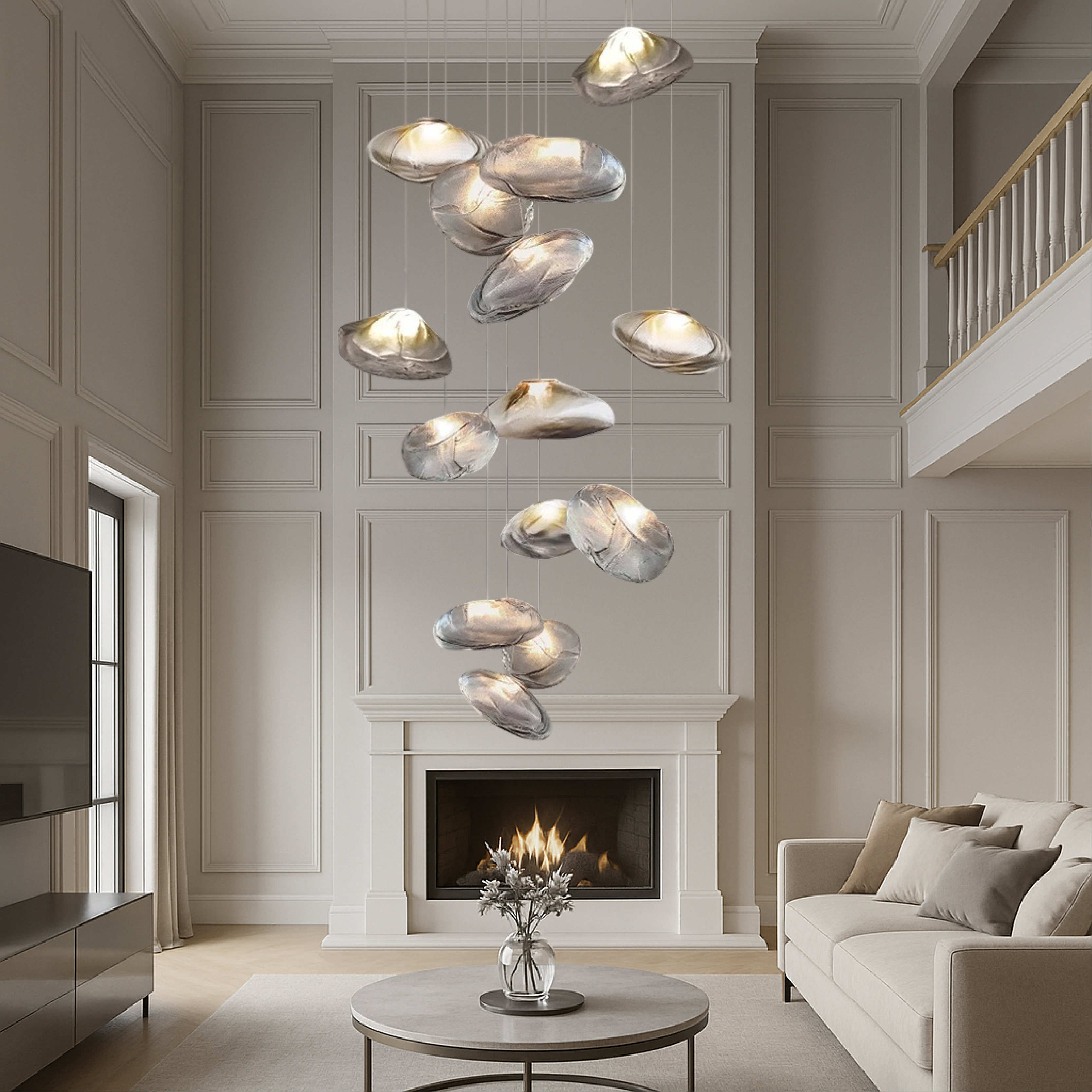 AuroraLume | Nordic Villa Glass Pendant Chandelier