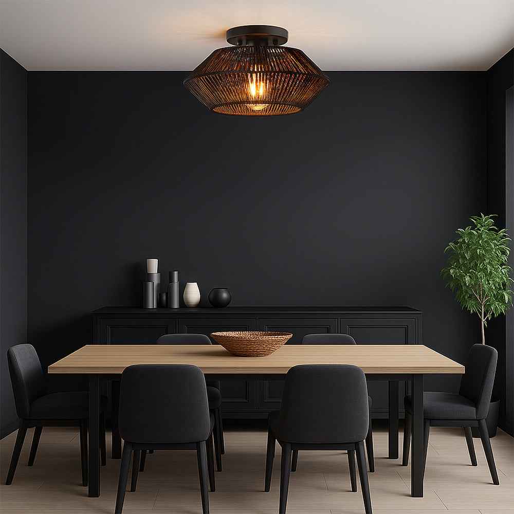 Novion | Modern Vintage Bamboo Woven Ceiling Light for Natural Interiors