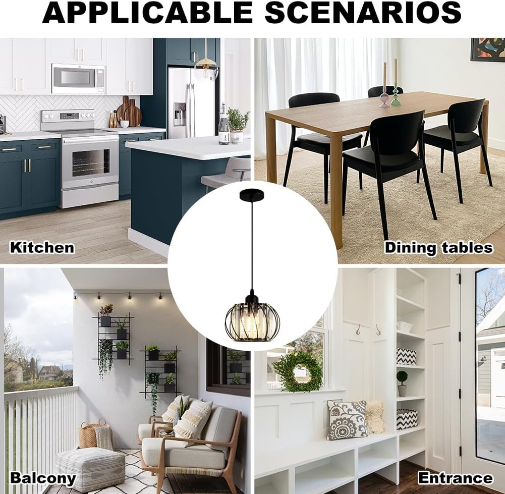 Eclipza | Modern Pendant Light Black Glass Globe Ceiling Fixture