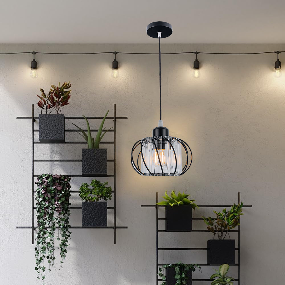 Eclipza | Modern Pendant Light Black Glass Globe Ceiling Fixture