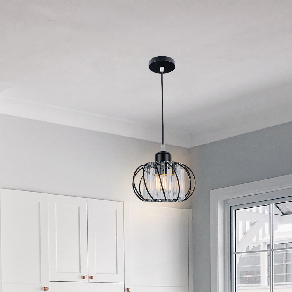Eclipza | Modern Pendant Light Black Glass Globe Ceiling Fixture