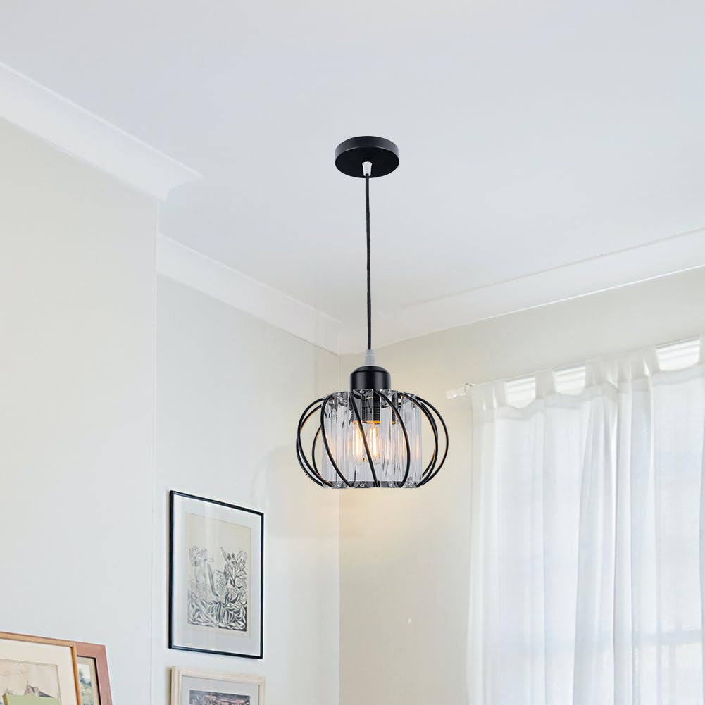 Eclipza | Modern Pendant Light Black Glass Globe Ceiling Fixture