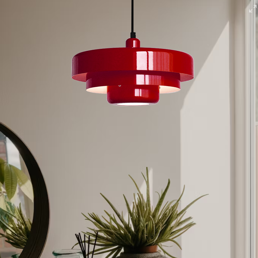 Virella | Elegant Pendant Light Mid-Century Orange Metal Fixture