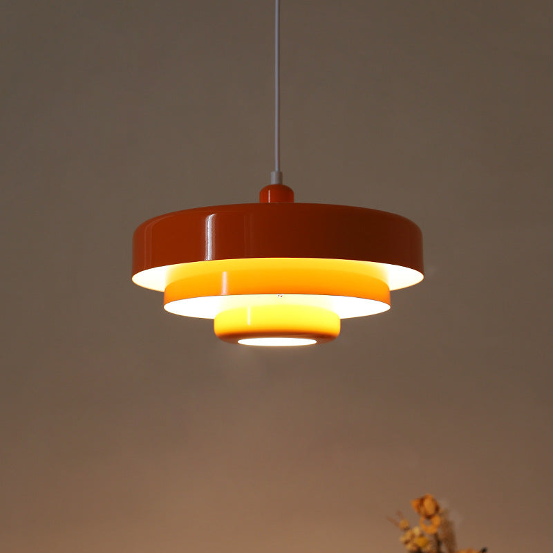 Virella | Elegant Pendant Light Mid-Century Orange Metal Fixture