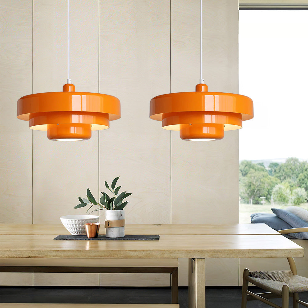 Virella | Elegant Pendant Light Mid-Century Orange Metal Fixture
