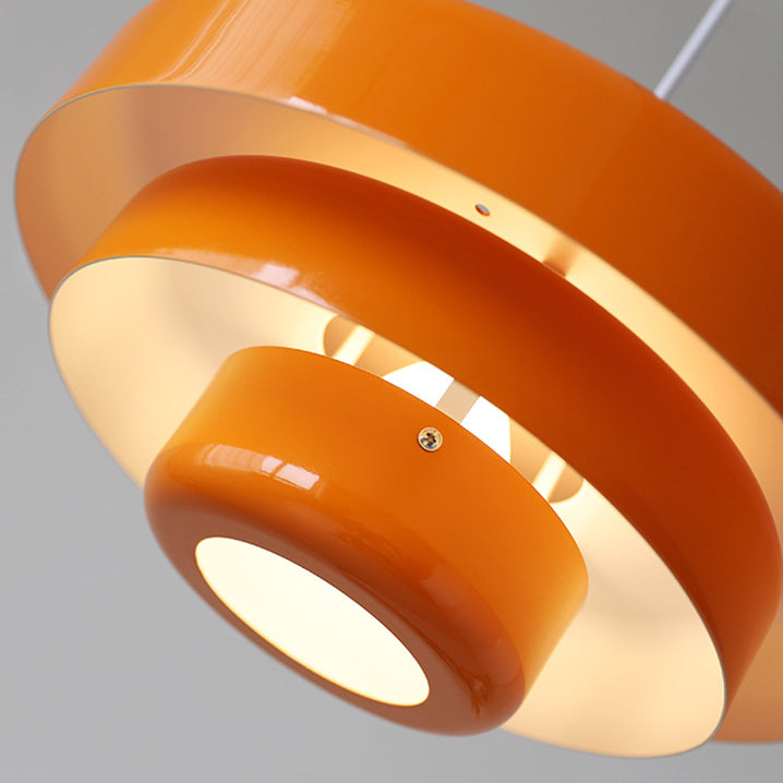 Virella | Elegant Pendant Light Mid-Century Orange Metal Fixture