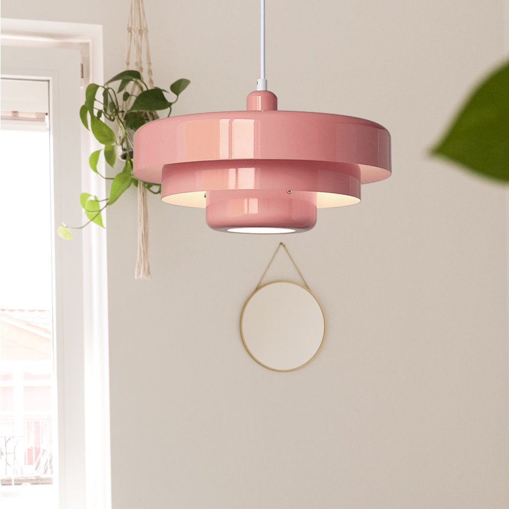 Virella | Elegant Pendant Light Mid-Century Orange Metal Fixture