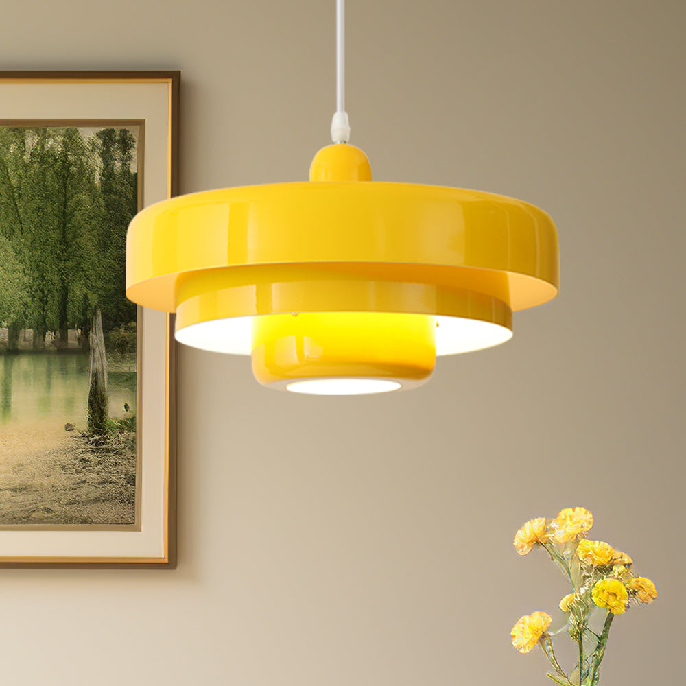 Virella | Elegant Pendant Light Mid-Century Orange Metal Fixture