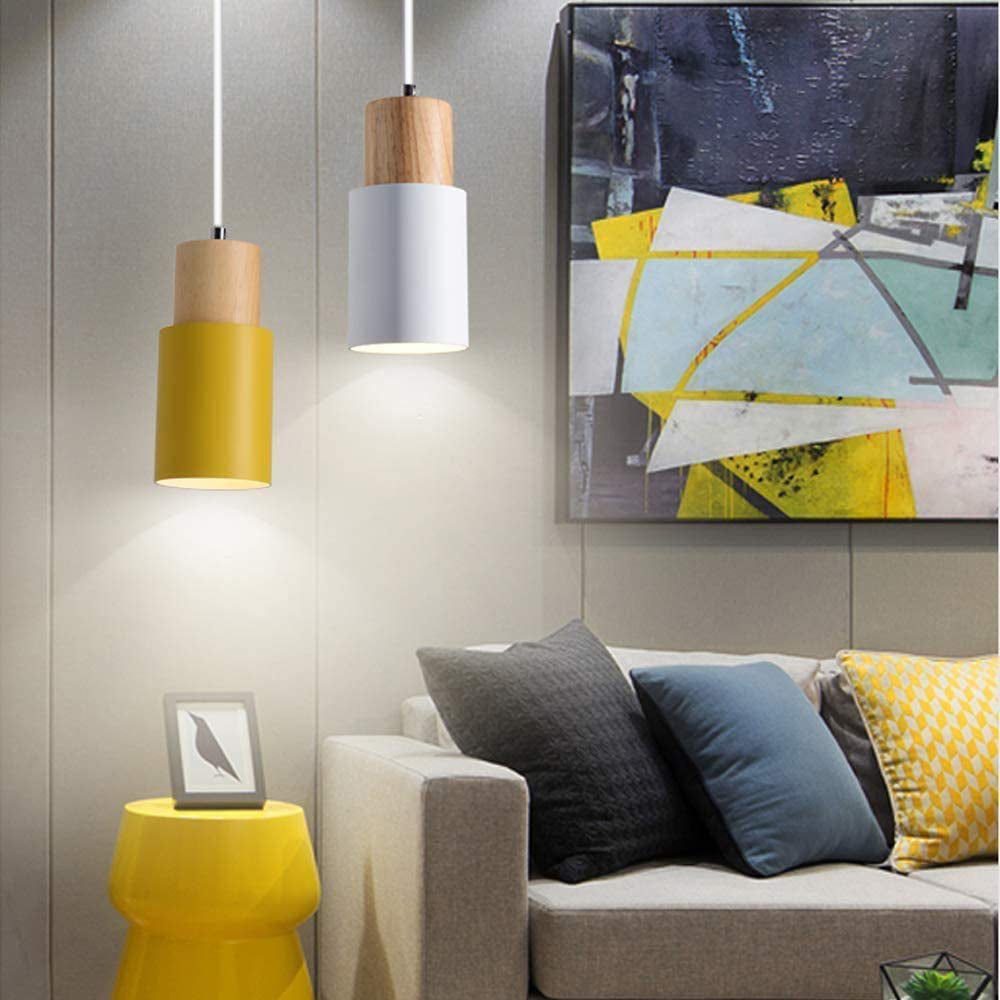 Novora | Minimalist Pendant Light Modern Wood Black Cylinder Fixture