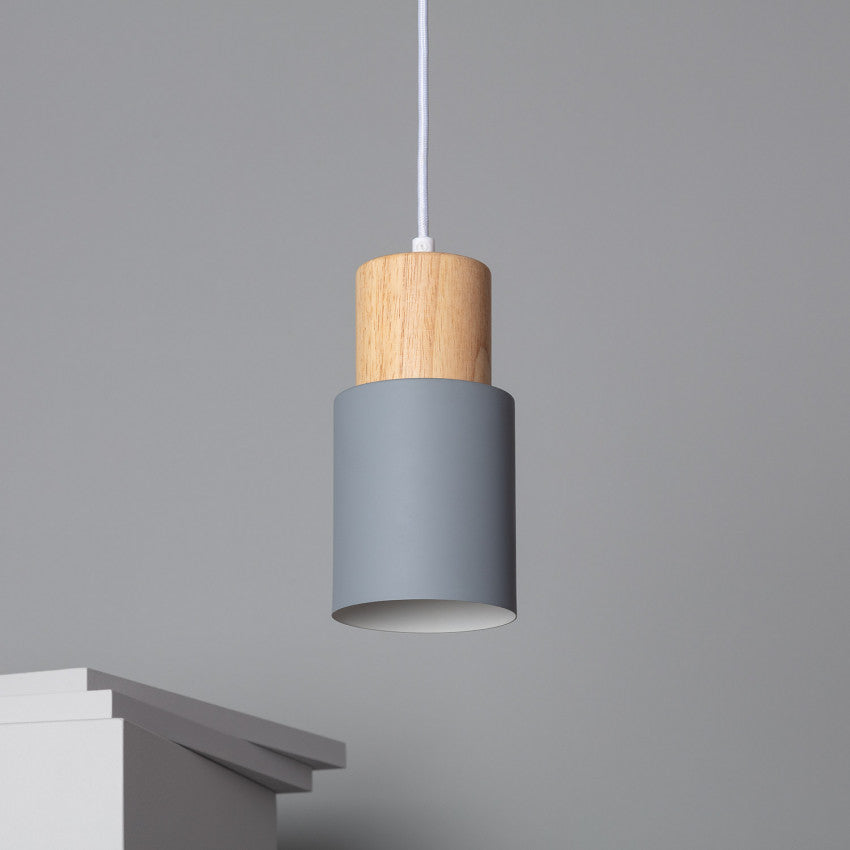 Novora | Minimalist Pendant Light Modern Wood Black Cylinder Fixture