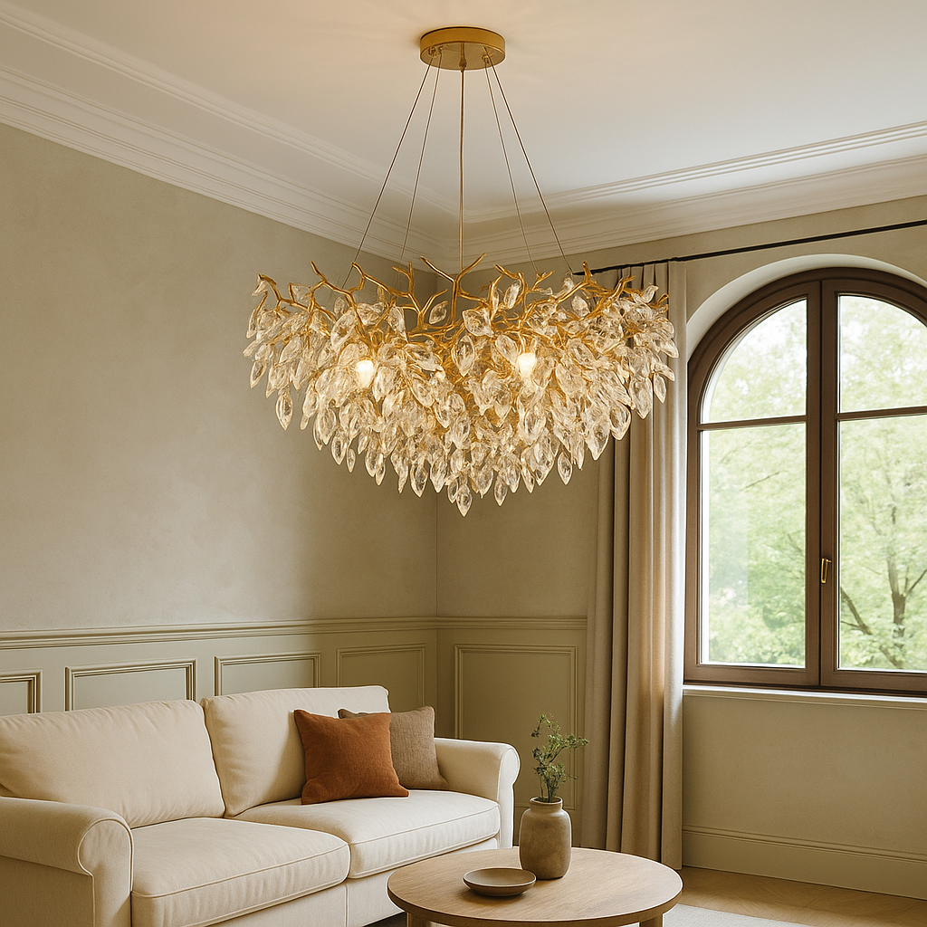 Solenor | Round Crystal Chandelier for Sophisticated Interior