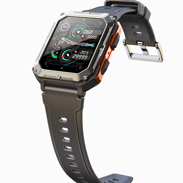OrbitLink | Stainless Steel Rugged Smartwatch with Fitness & Waterproof Features