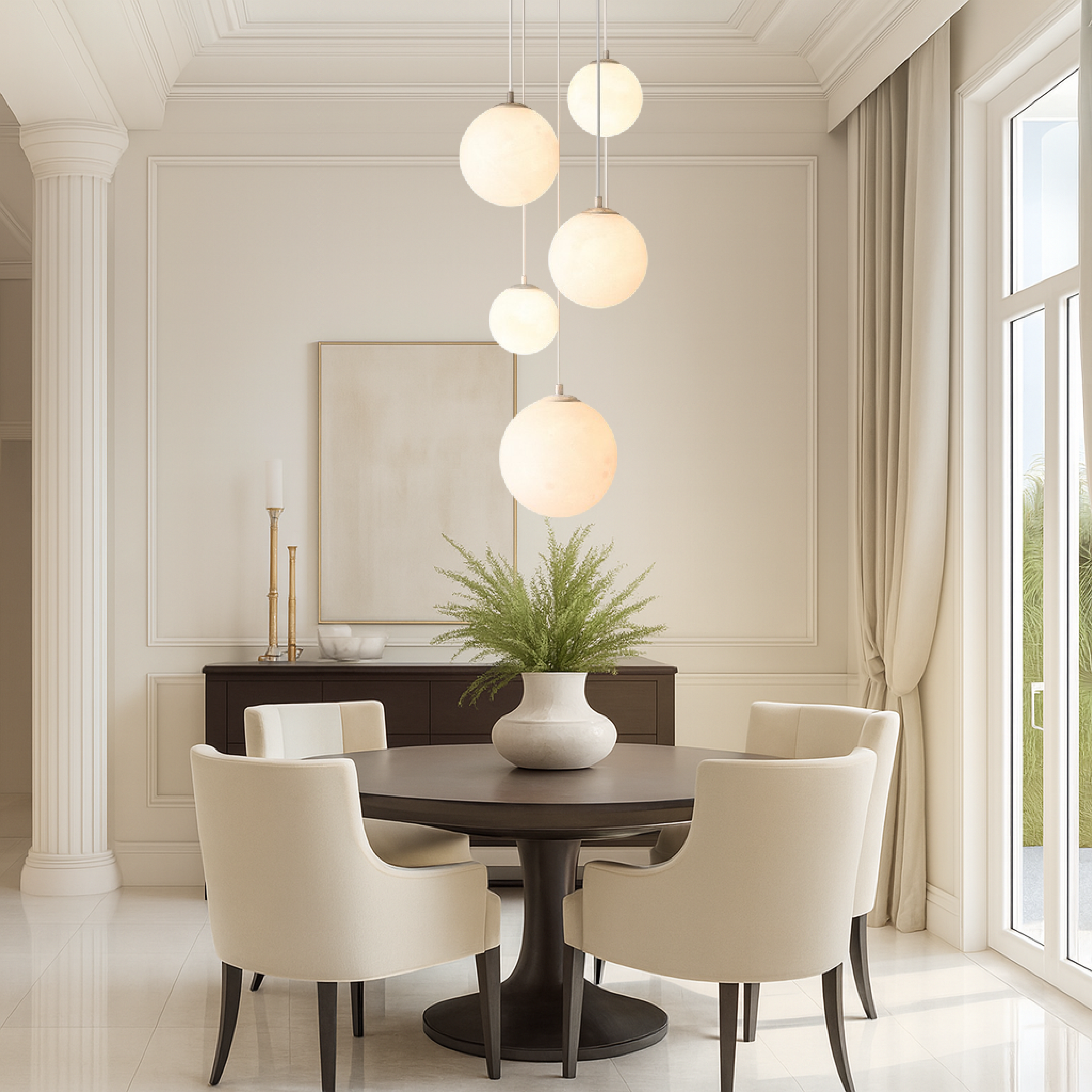 LumiGlow | Scandinavian Chandelier Moon Lamp Stairs