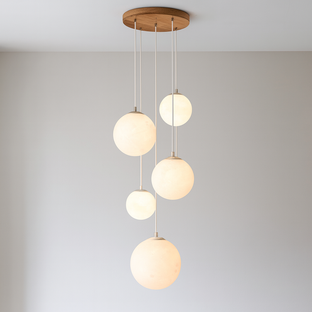 LumiGlow | Scandinavian Chandelier Moon Lamp Stairs