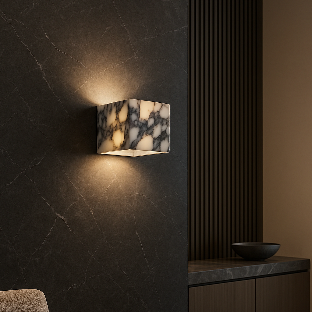 Sconiq | Elegant Marble Cube Wall Lamp for Modern Interiors