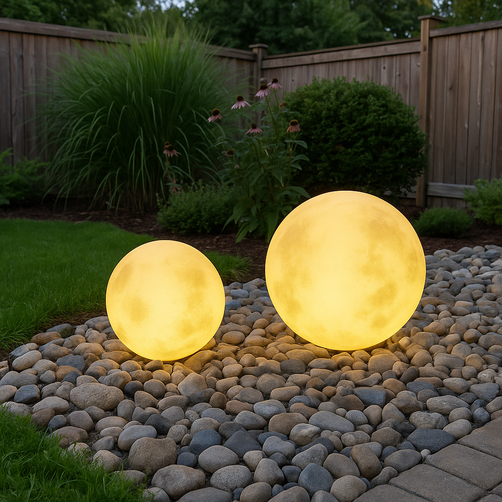 Solvyn | Spherical Solar Garden Moon Lamp for Outdoor Ambience