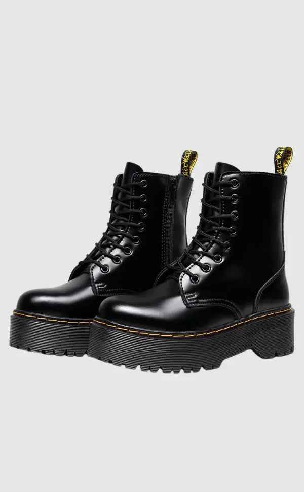 Chloe | Stylish Leather Platform Boots with Chunky Sole – Comfortable Urban Footwear for All-Day Wear