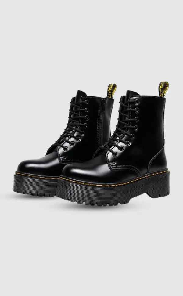 Chloe | Stylish Leather Platform Boots with Chunky Sole – Comfortable Urban Footwear for All-Day Wear
