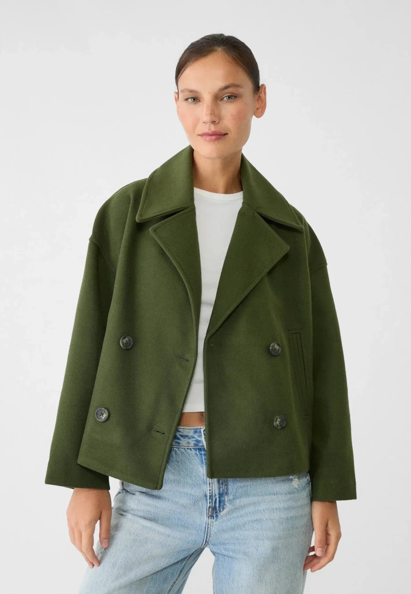 Annalise | Stylish Oversized Women's Jacket, Chic Cropped Wool-Look Coat