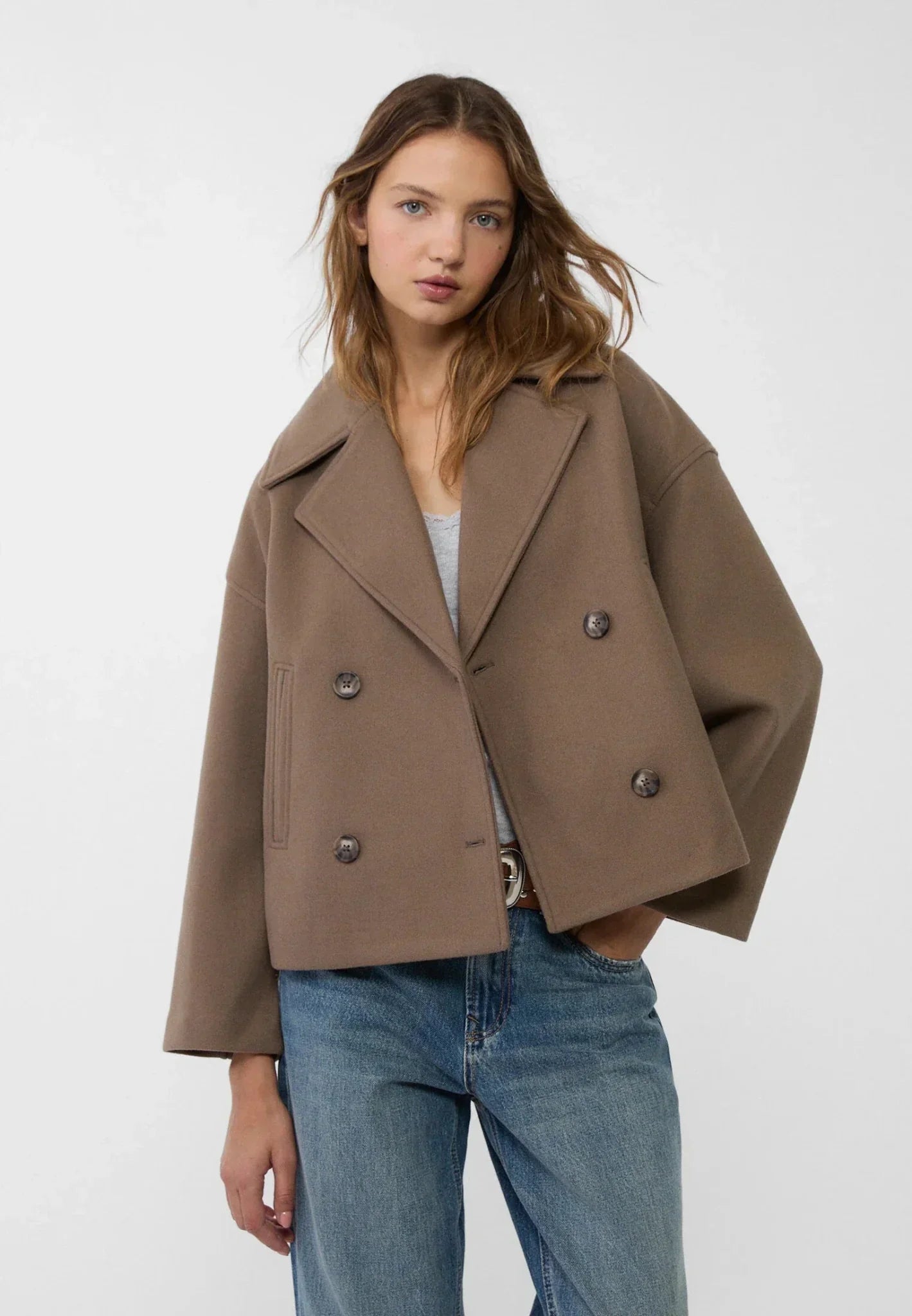 Annalise | Stylish Oversized Women's Jacket, Chic Cropped Wool-Look Coat